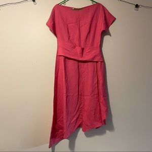 Pink asymmetrical midi